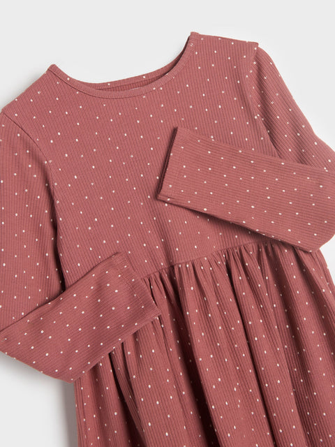 Sinsay Girl's Dusty Rose Rib Knit Fabric Dress | Sinsay In Lebanon