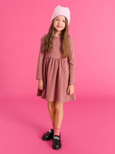 Sinsay Girl's Dusty Rose Rib Knit Fabric Dress | Sinsay In Lebanon
