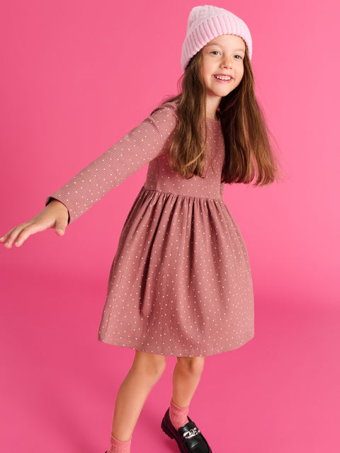 Sinsay Girl's Dusty Rose Rib Knit Fabric Dress | Sinsay In Lebanon