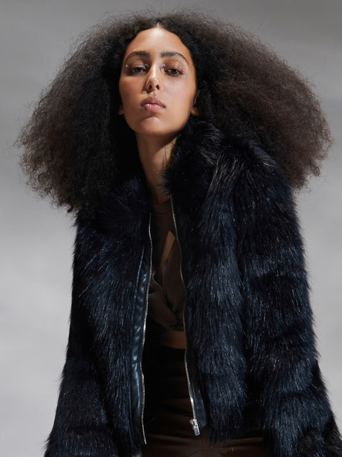 Sinsay Women's Black Plain Lining Fur Jacket | Sinsay In Lebanon