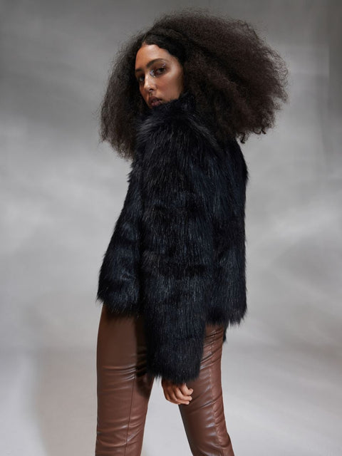 Sinsay Women's Black Plain Lining Fur Jacket | Sinsay In Lebanon