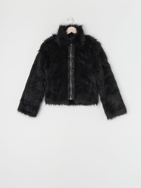 Sinsay Women's Black Plain Lining Fur Jacket | Sinsay In Lebanon