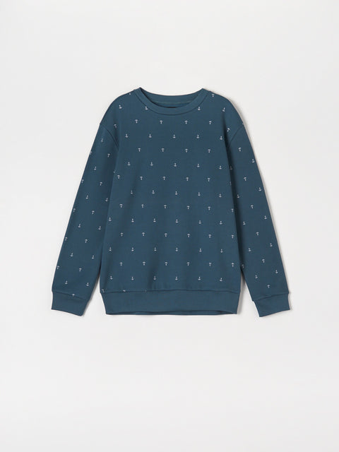 Sinsay Men's Dark Blue Decorative Pattern Sweatshirt  | Sinsay In Lebanon