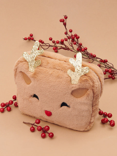 Sinsay Women’s Brown Faux-Fur Reindeer Toiletry Bag | Sinsay in Lebanon