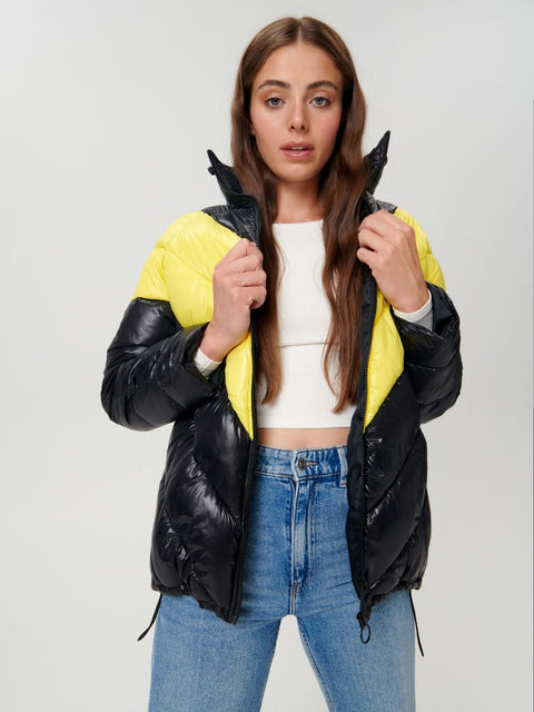 Sinsay Women's Black & Yellow Quilted Transitional Jacket|Sinsay In Lebanon
