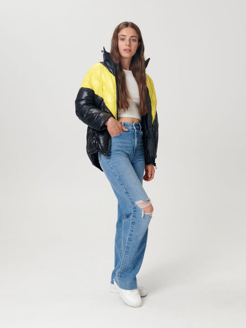 Sinsay Women's Black & Yellow Quilted Transitional Jacket|Sinsay In Lebanon