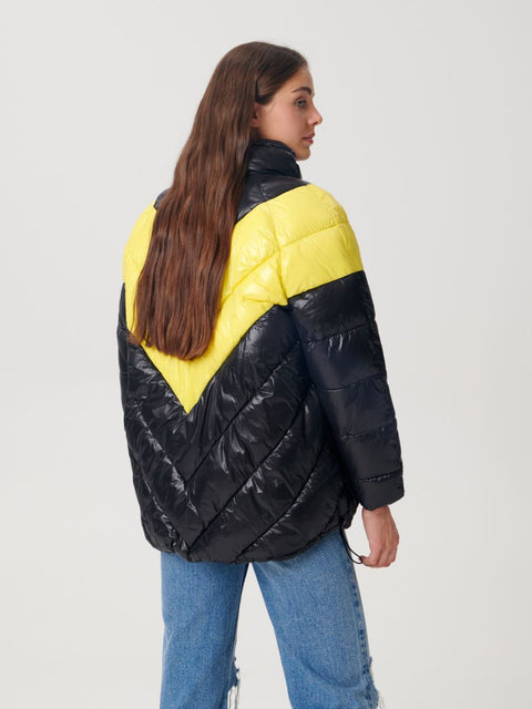 Sinsay Women's Black & Yellow Quilted Transitional Jacket|Sinsay In Lebanon