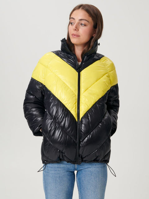 Sinsay Women's Black & Yellow Quilted Transitional Jacket|Sinsay In Lebanon