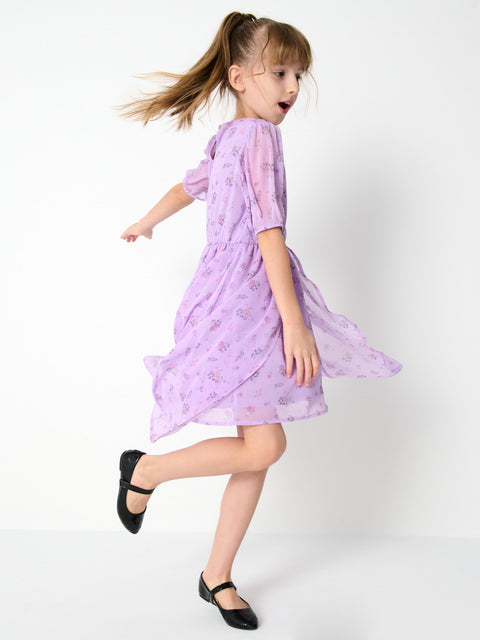 Sinsay Baby Girl's Purple Floral Pattern Dress | Sinsay In Lebanon