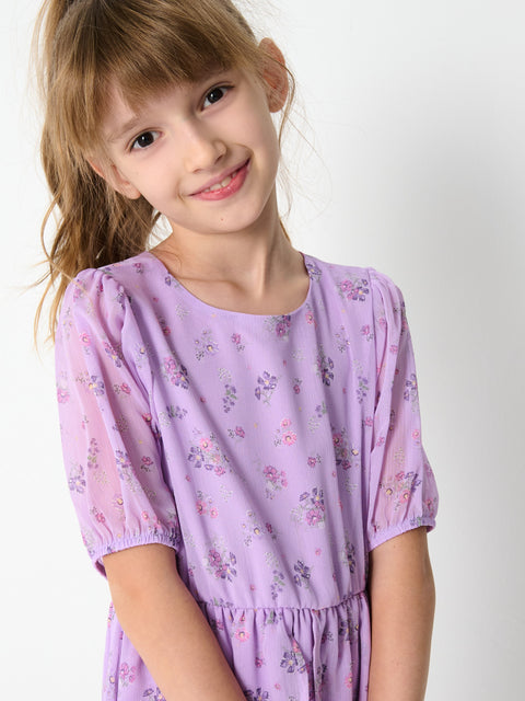 Sinsay Baby Girl's Purple Floral Pattern Dress | Sinsay In Lebanon