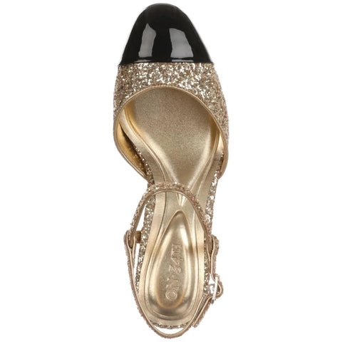 On 34th Women's Gold & Black Dotti Captoe Heeled Sandal  | On 34th In Lebanon