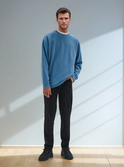 Sinsay Men's Blue Ribbed Long Sleeve Crew Neck Blouse|Sinsay In Lebanon