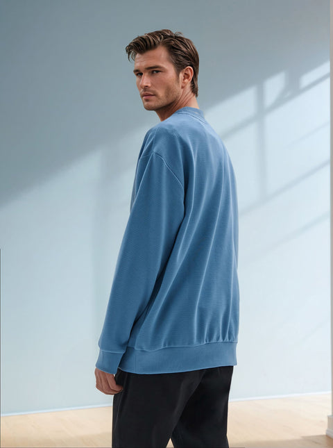 Sinsay Men's Blue Ribbed Long Sleeve Crew Neck Blouse|Sinsay In Lebanon