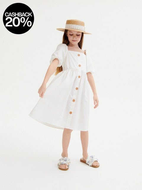 Reserved Girl's White Dress With Puff Sleeves | Reserved In Lebanon