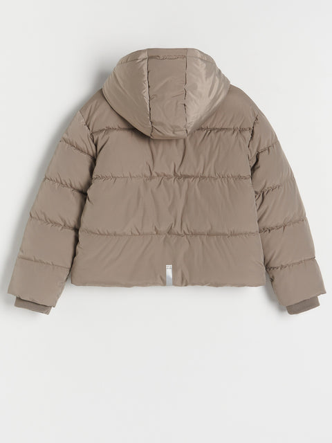 Reserved Girl's Dark Tan Hooded Quilted Jacket | Reserved In Lebanon