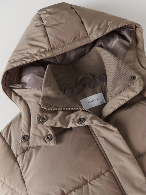 Reserved Girl's Dark Tan Hooded Quilted Jacket | Reserved In Lebanon