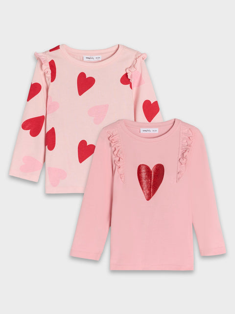 Sinsay Baby Girl's Pink Long Sleeve Blouse With Heart Print 2-Pack | Sinsay In Lebanon