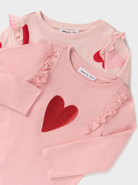 Sinsay Baby Girl's Pink Long Sleeve Blouse With Heart Print 2-Pack | Sinsay In Lebanon