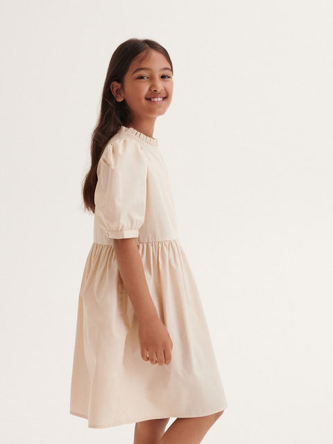 Reserved Girl's Beige Short Sleeve Dress | Reserved In Lebanon