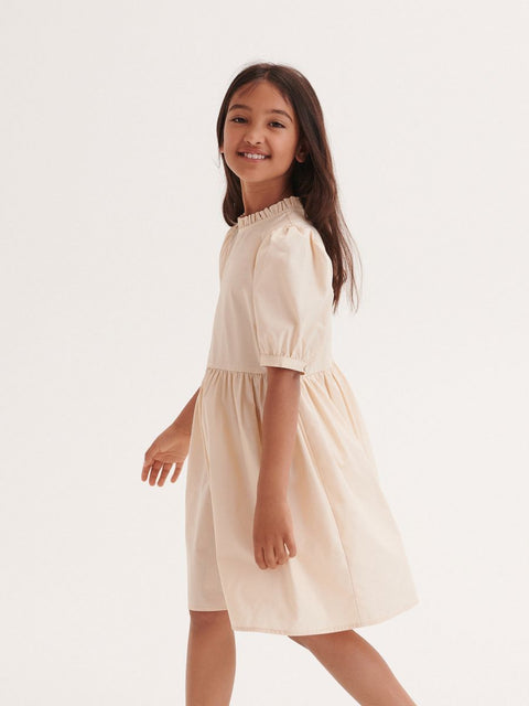 Reserved Girl's Beige Short Sleeve Dress | Reserved In Lebanon