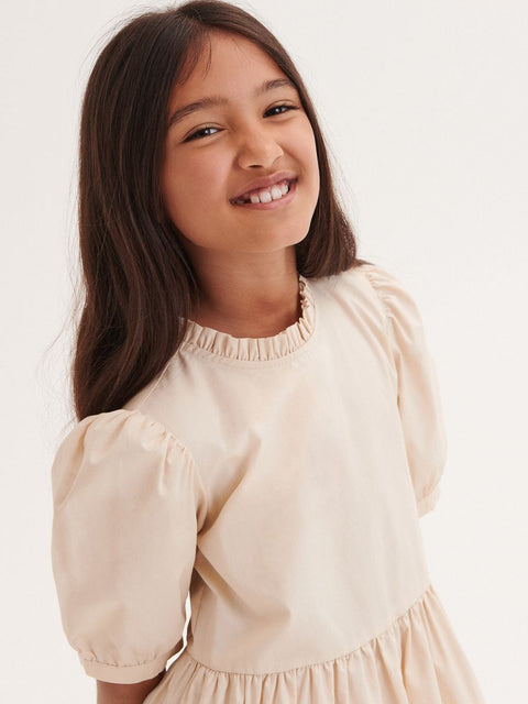 Reserved Girl's Beige Short Sleeve Dress | Reserved In Lebanon