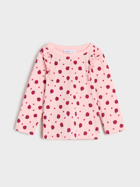 Sinsay Baby Girl's Pink Ladybug Printed Long Sleeve Blouse | Sinsay In Lebanon