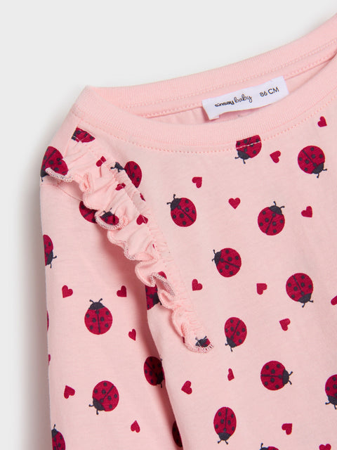 Sinsay Baby Girl's Pink Ladybug Printed Long Sleeve Blouse | Sinsay In Lebanon