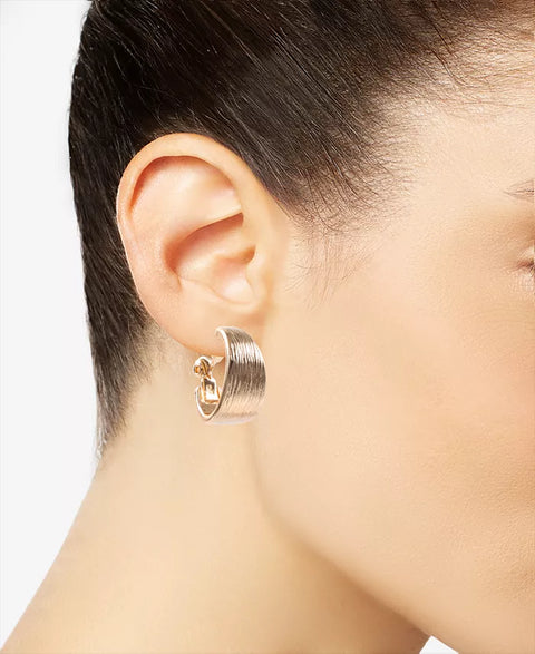 Anne Klein Women's Gold-Tone Textured E-Z Comfort Clip-On Hoop Earrings | Anne Klein In Lebanon