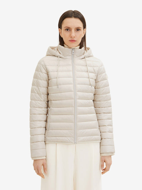 Tom Tailor Women's Silver Quilted Hooded Winter Jacket |Tom Tailor In Lebanon