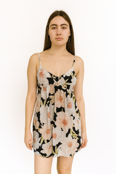 Forever 21 Women's Floral Black Multi Sleeveless Tie Back V-Neck Mini Dress | Forever 21 In Lebanon