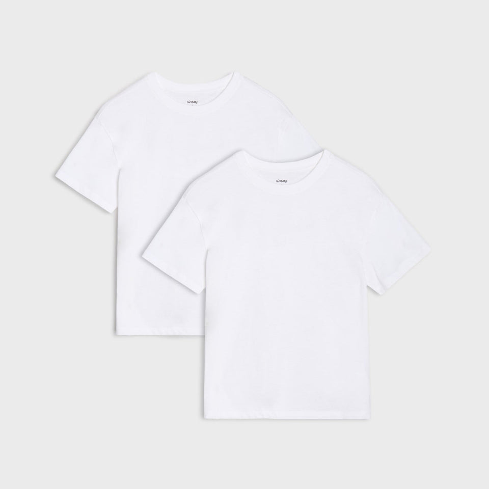 Sinsay Girl's White Short Sleeve 2 Pack T-Shirt