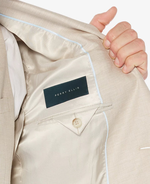 Perry Ellis Men's Beige Herringbone Linen Blazer | Perry Ellis In Lebanon