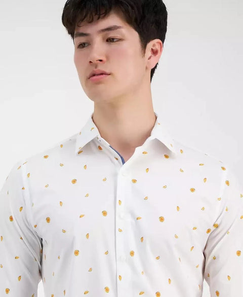 Bar III Men's White Melon-Print Shirt | Bar III In Lebanon