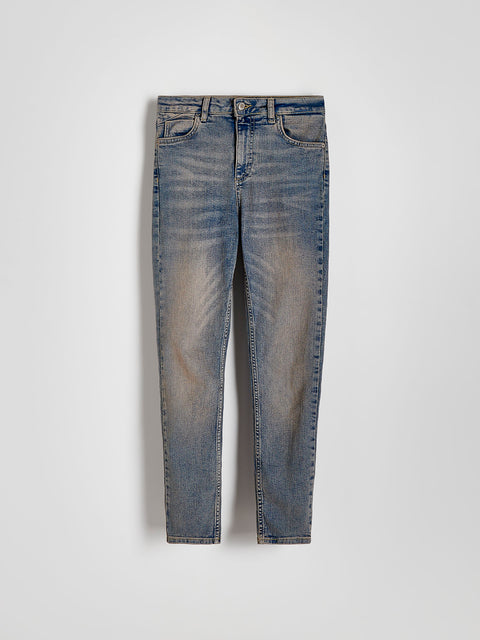 Reserved Women's Faded Blue Slim Fit Mid-Rise Jeans | Reserved In Lebanon