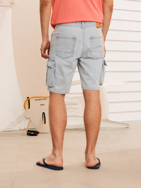 Sinsay Men's Light Blue Loose-Fit Denim Short | Sinsay In Lebanon