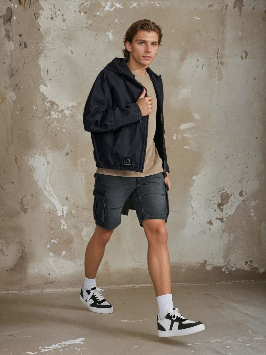 Sinsay Men's Washed Black Jogger Denim Shorts | Sinsay In Lebanon