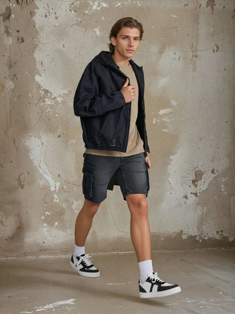 Sinsay Men's Washed Black Jogger Denim Shorts | Sinsay In Lebanon