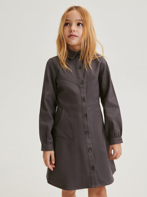 Reserved Girl's Dark Grey Cotton Dress | Reserved In Lebanon