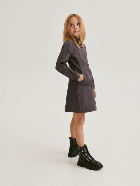 Reserved Girl's Dark Grey Cotton Dress | Reserved In Lebanon