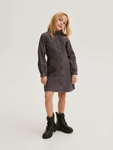 Reserved Girl's Dark Grey Cotton Dress | Reserved In Lebanon
