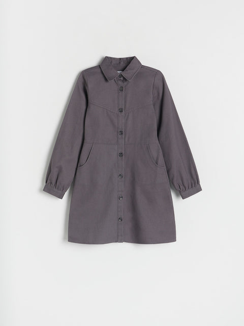 Reserved Girl's Dark Grey Cotton Dress | Reserved In Lebanon