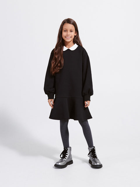 Reserved Girl's Black With White Collar Dress | Reserved In Lebanon