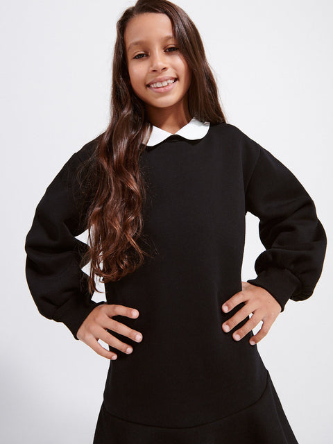 Reserved Girl's Black With White Collar Dress | Reserved In Lebanon