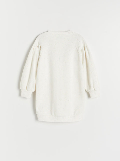 Reserved Girl's Off White Knitted Dress With Stitching | Reserved In Lebanon
