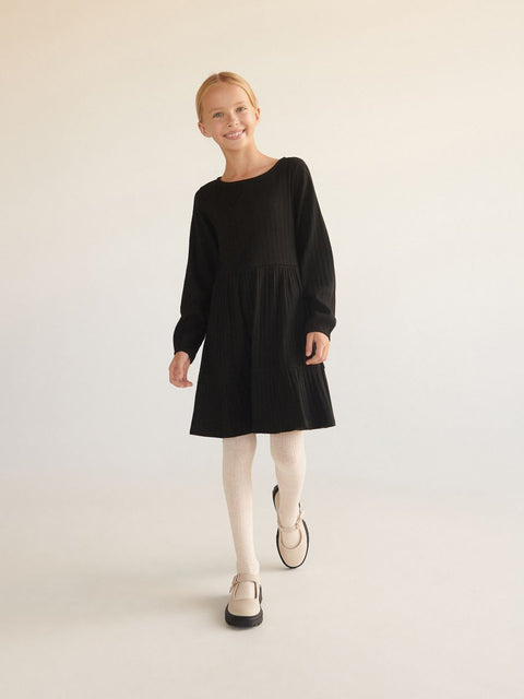 Sinsay Girl's Black Long Sleeve Ruffle Dress |Sinsay In Lebanon
