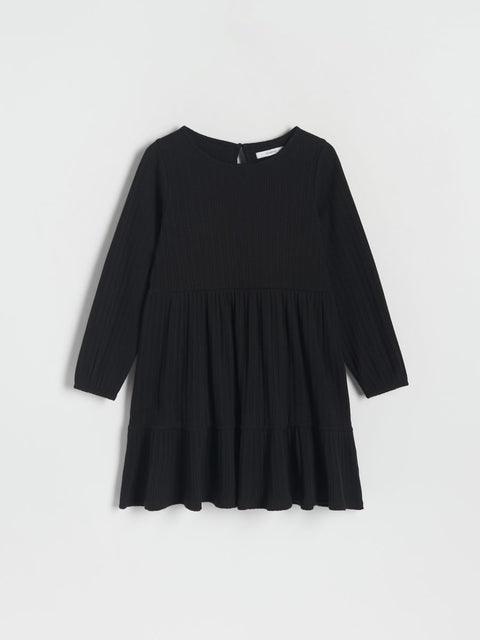 Sinsay Girl's Black Long Sleeve Ruffle Dress |Sinsay In Lebanon