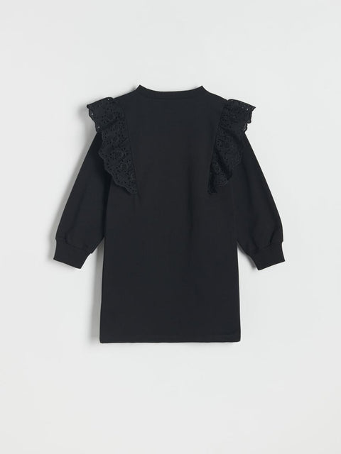 Reserved Girl's Black Ruffles Long Sleeve Dress | Reserved In Lebanon