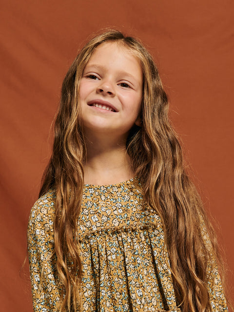 Reserved Girl's Tan Floral Dress | Reserved In Lebanon
