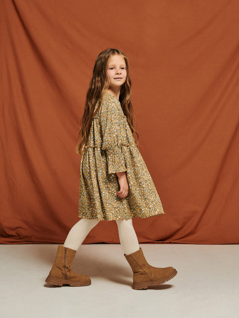 Reserved Girl's Tan Floral Dress | Reserved In Lebanon