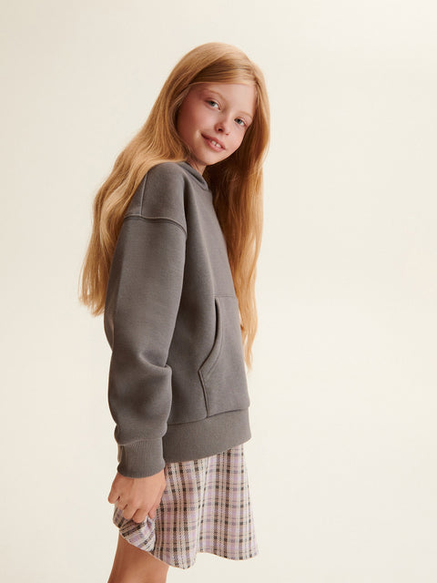 Reserved Girl's Dark Grey Hoodie With Kangaroo Pocket | Reserved In Lebanon